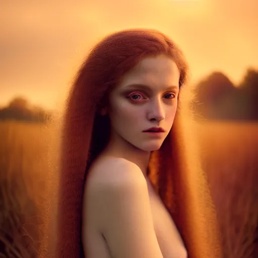 Image similar to photographic portrait of a stunningly beautiful renaissance emo female maiden in soft dreamy light at sunset, contemporary fashion shoot, by edward robert hughes, annie leibovitz and steve mccurry, david lazar, jimmy nelsson, breathtaking, 8 k resolution, extremely detailed, beautiful, establishing shot, artistic, hyperrealistic, beautiful face, octane render