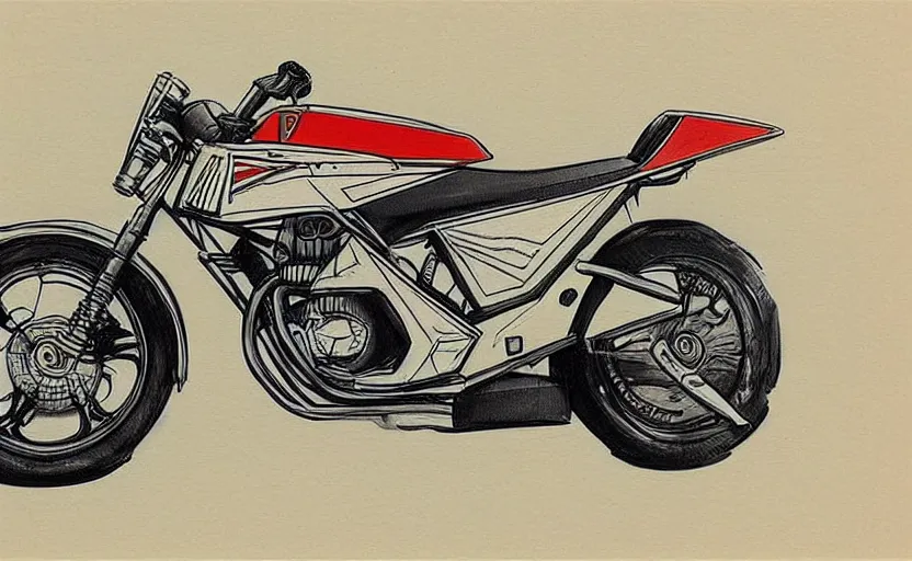 Prompt: 1 9 8 0 s honda sport motorcycle concept, sketch, art,