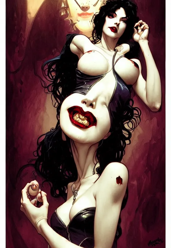 Image similar to perky character death from comic book the sandman in a small 5 0 ’ s style diner, fantasy magic, dark light night, intricate, elegant, sharp focus, illustration, highly detailed, digital painting, concept art, matte, art by wlop and artgerm and greg rutkowski and alphonse mucha, masterpiece