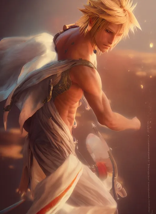 Image similar to a Photorealistic dramatic hyperrealistic render of a beautiful Final Fantasy 10 character Tidus by WLOP,Artgerm,Greg Rutkowski,Alphonse Mucha, Beautiful dynamic dramatic dark moody lighting,shadows,cinematic atmosphere,Artstation,concept design art,Octane render,8K