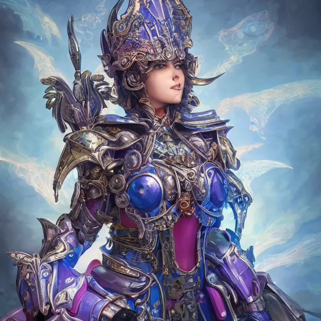 Image similar to studio portrait of lawful good colorful female holy mech paladin as absurdly beautiful, elegant, young sensual pretty woman, ultrafine hyperrealistic detailed face illustration by kim jung gi, irakli nadar, intricate linework, sharp focus, bright colors, matte, octopath traveler, final fantasy, unreal engine highly rendered, global illumination, radiant light, intricate environment