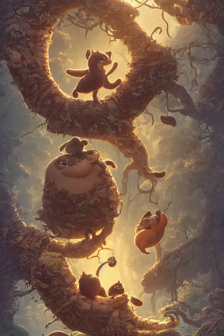 Image similar to round antropomorphic acorn and his cat friend in world adventure movie, cerebri mie poster, by nuri iyem, james gurney, james jean, greg rutkowski, anato finnstark. pixar. hyper detailed, 5 0 mm, award winning photography, perfect faces