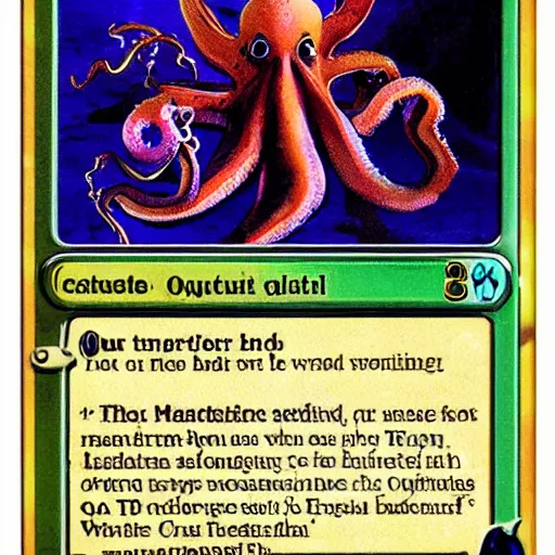 Prompt: magic the gathering trading card octopus