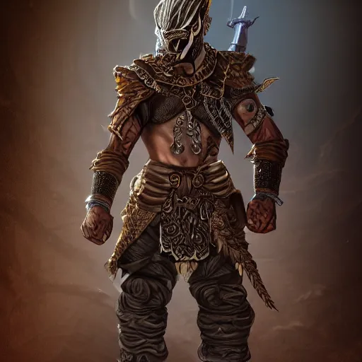 Image similar to D&D rogue character art:: Arabian warrior, intricate ornate armor, half-mask, tattoo, muscle, full body portraits, 35mm, position, cinematic litghing, realism concept art composition, ultra realistic, realism, cinematic, photorealistic, epic scene, low-key lighting, renderman, physically based render, dolby vision, 4k, super detailed, 8K, fantasy, detailed painting, long neck, long anatomy, mixed up, extra anatomy, style of charlie bowater, tom bagsgaw, artgerm, rule of thirds