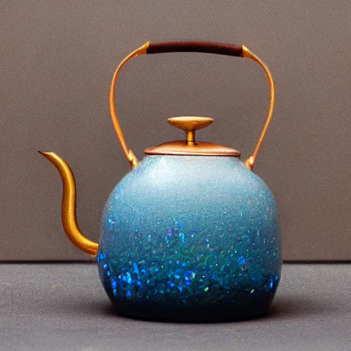 Image similar to kettle with opal texture, photography