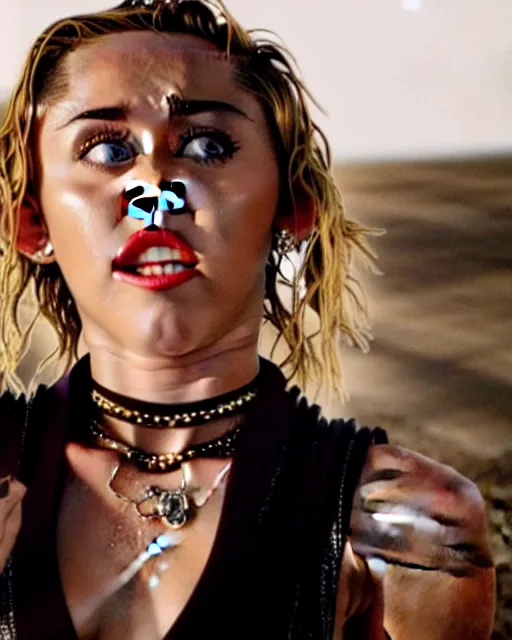 Prompt: film still of miley cyrus in a movie directed by martin scorsese