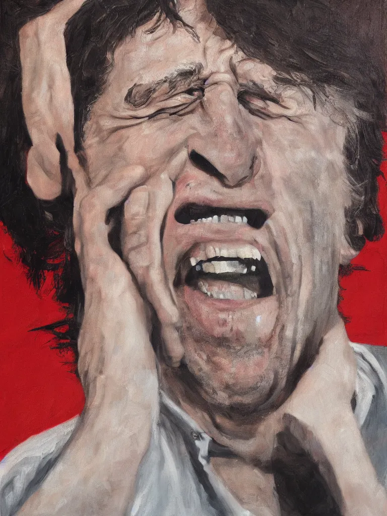 Prompt: portrait of al Pacino laughing by Ben aronso, oil on canvas