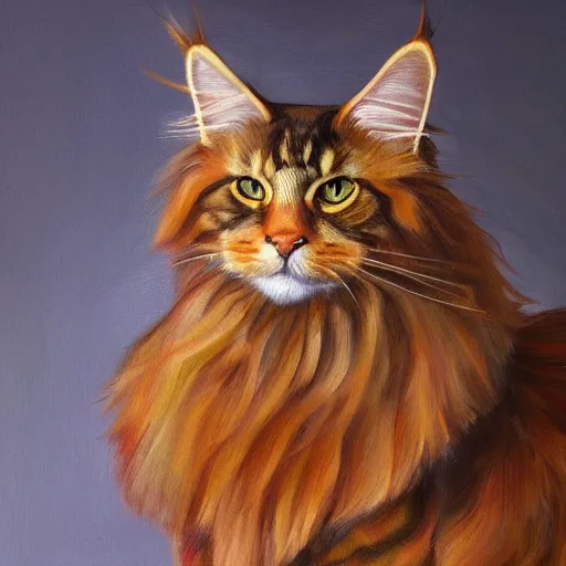 Prompt: Portrait Oil Painting Thick-Strokes of a photogenic ginger Maine-Coon wearing a sombrero sombrero sombrero