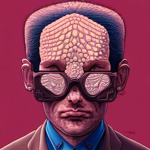 Prompt: highly detailed intricate masterpiece portrait painting of a scientist, sharp focus, award - winning, trending on artstation. josan gonzales moebius deathburger