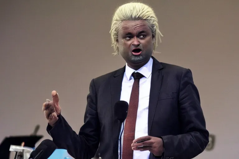 Image similar to african geert wilders speaking to a crowd