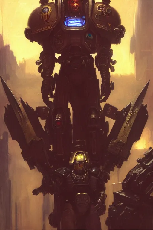 Image similar to character portrait cyberpunk starcraft terran warhammer 4 0 k space marine tech priest steve buscemi, character design, painting by gaston bussiere, katsuya terada, frank frazetta, tom of finland, trending on artstation