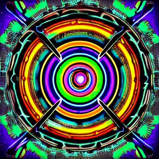 Image similar to cyberpunk neon colored blackhole mandala eye art, galaxy lineart, symmetrical mandala art