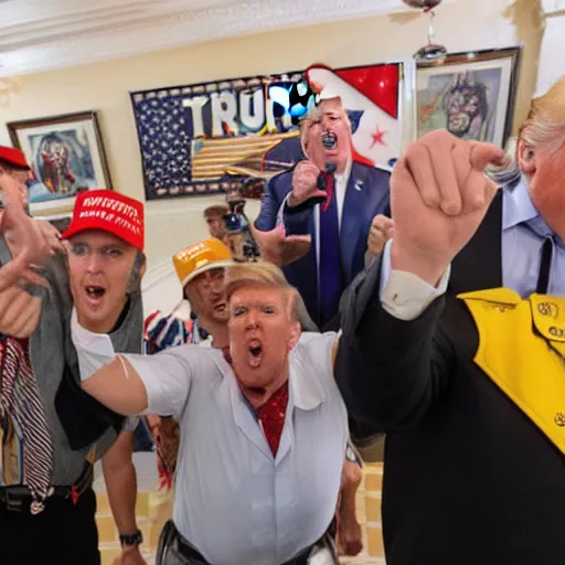 Image similar to trump's party and the proud boys dancing to ymca.