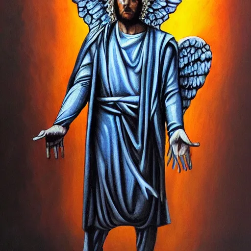 Image similar to Wheels within wheels with eyes, biblically accurate angel, ezekiel, hyperrealistic painting, cyberpunk