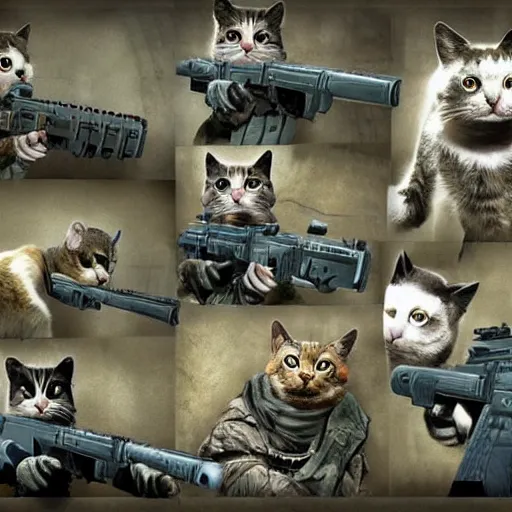 Image similar to cats in the style of call of duty