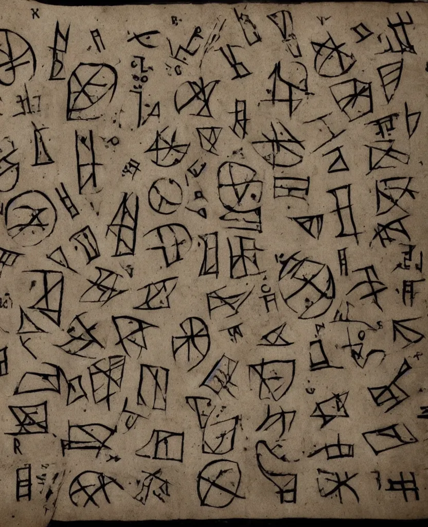 Image similar to a story written in runes