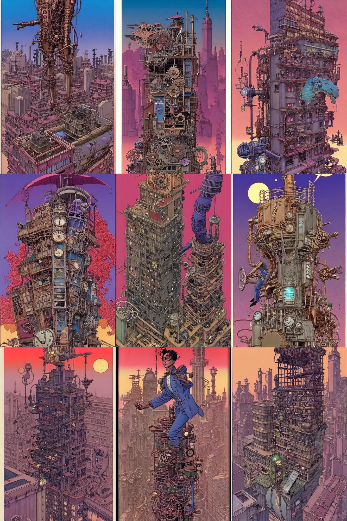 Prompt: ( ( ( ( ( steampunk city cover art. ) ) ) ) ) by mœbius!!!!!!!!!!!!!!!!!!!!!!!!!!!