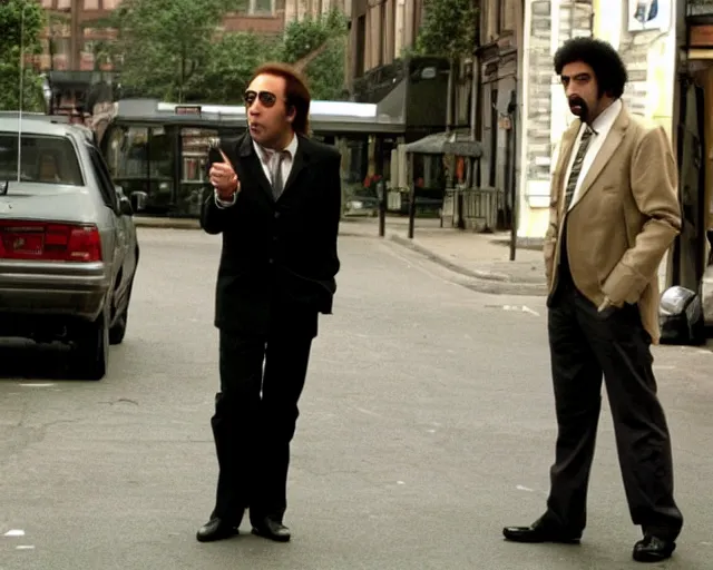Prompt: nicolas cage in the it crowd ( 2 0 0 6 ), channel 4, episode still, 4 8 0 p