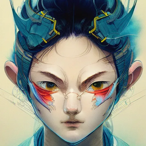 Prompt: prompt : fighter portrait soft light painted by james jean and katsuhiro otomo and erik jones, inspired by evangeleon anime, smooth face feature, intricate oil painting, high detail illustration, sharp high detail, manga and anime 1 9 9 0