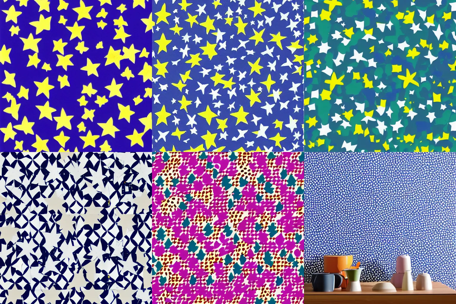 Prompt: marimekko shooting stars vivid bright minimalist