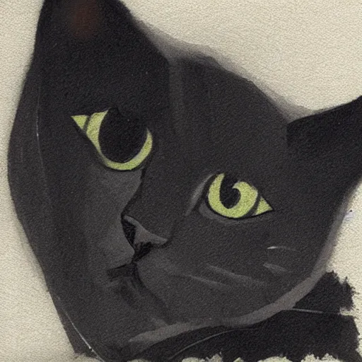 Prompt: dark ink sketch melting cat