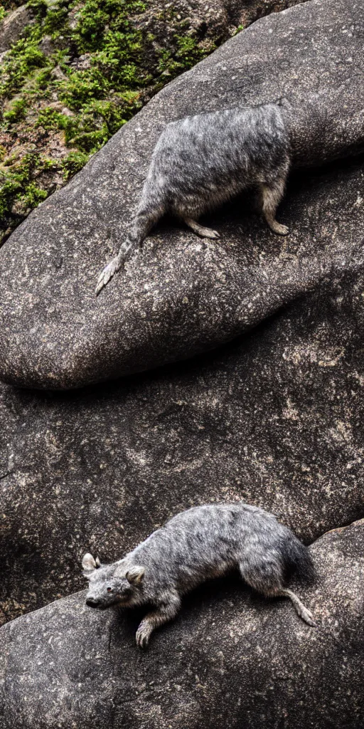 Image similar to real picture of a living ouroboro on a dark rock background