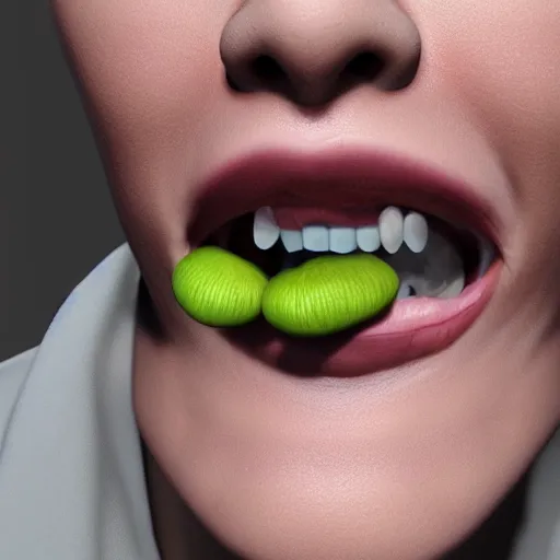 Image similar to headshot of person holding in their mouth, hyperrealistic, insane detail, real life, realisitc, ray tracing, 1 6 k hd