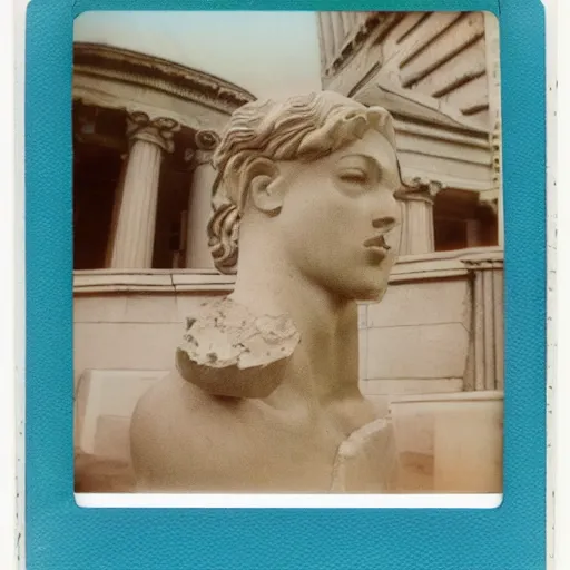 Image similar to Polaroid photo of fragmented greek sculpture of Disney's Ariel