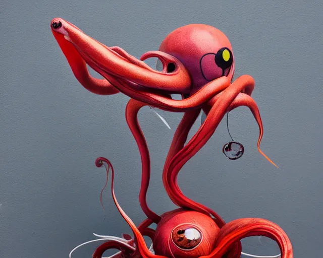 Prompt: Adorable squid kraken sculpture by james jean, photorealism