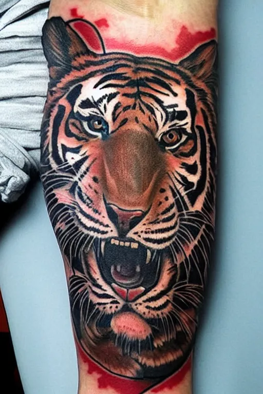 Image similar to traditional American tattoo of a tiger