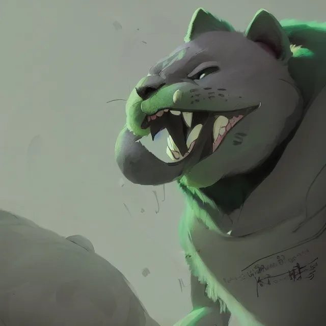 Prompt: a beautiful painting of a handsome anthropomorph gray and green panther furry fursona wearing an uniform. character design by cory loftis, fenghua zhong, ryohei hase, ismail inceoglu and ruan jia. artstation, volumetric light, detailed, photorealistic, rendered in octane