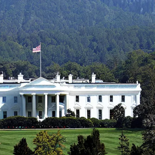 Prompt: United States White House on a mountaintop