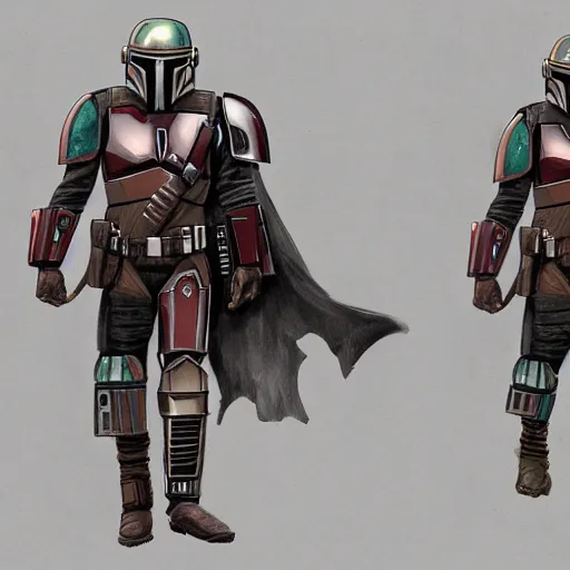 Image similar to Mandalorian crossed with a Predator, concept art