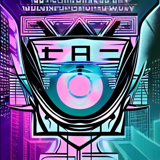 Image similar to art - deco logo for a cyberpunk anime series