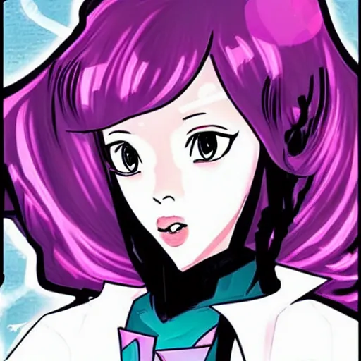 Image similar to black girl boss lady turns superhero comic book very very anime style,