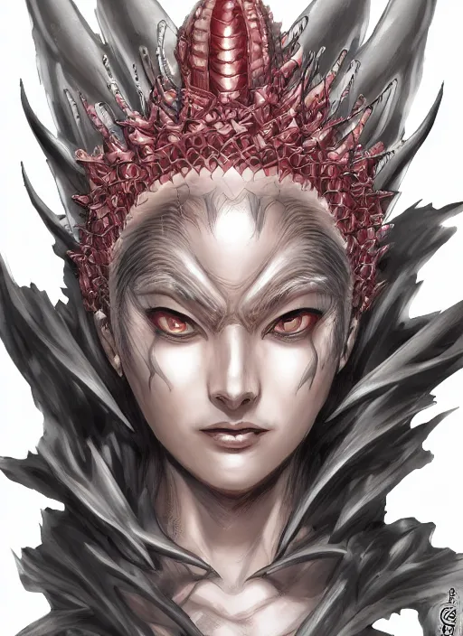 Prompt: a detailed face portrait of the queen of blades, by yusuke murata, by hiroya oku, trending on artstation