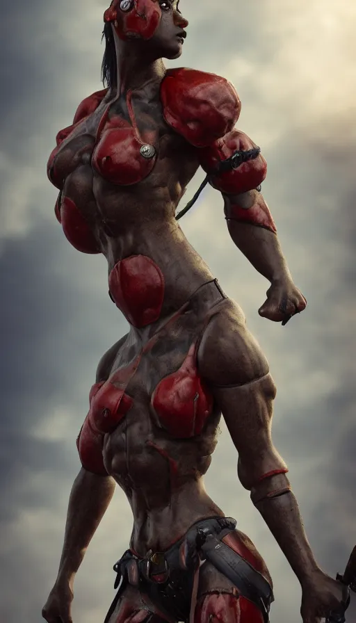 Prompt: muscular ladybird standing up, ladybird human, cinematic shot, fantasy character art, HD digital render, 4k