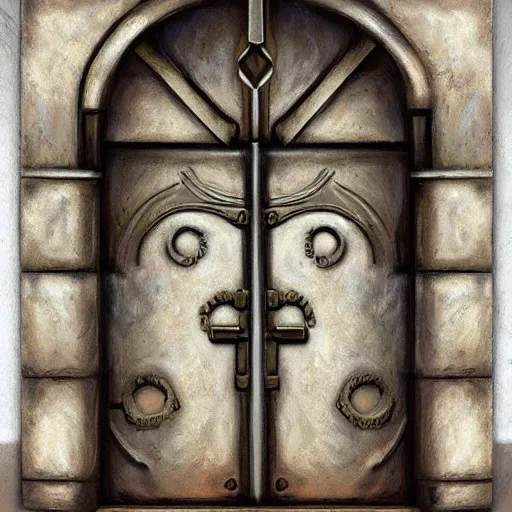 Prompt: iron arc gate door texture, cartoon art style, oil painting, 2 d texture