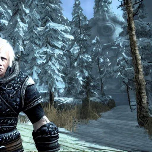 Image similar to video game screenshot of boris johnson in skyrim