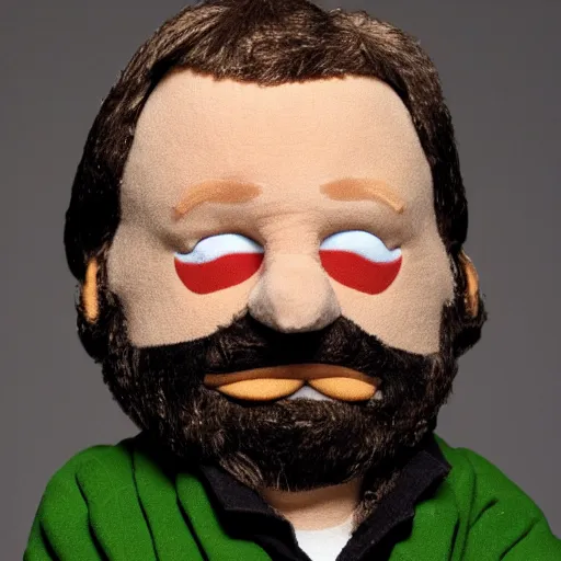 Image similar to photo of a slavoj zizek plush toy, promotional photo, high - detail, professional photograph,