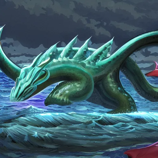 Image similar to sea monster in the art style of Kanō Eitoku, 8k, high details, art