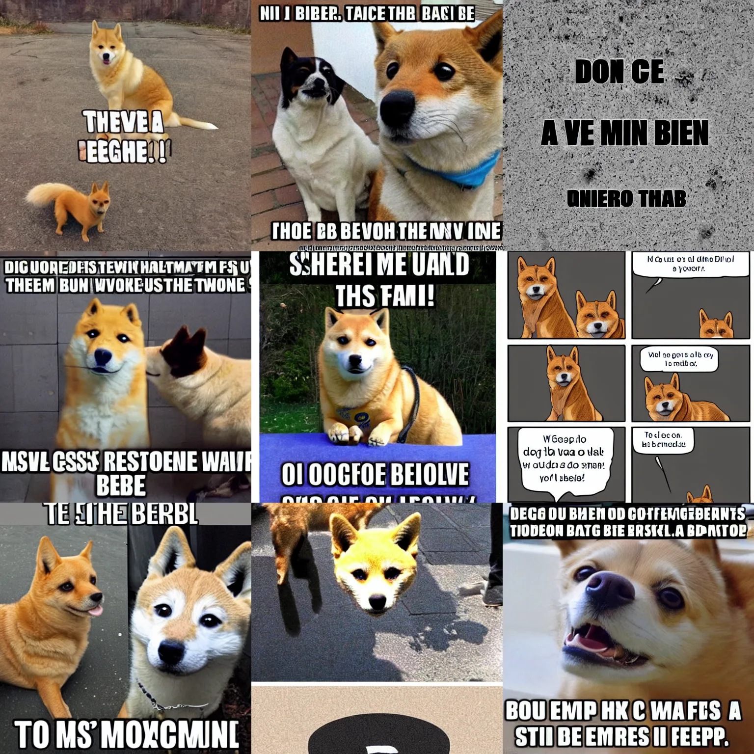 Prompt: doge meme top text bottom text meme format