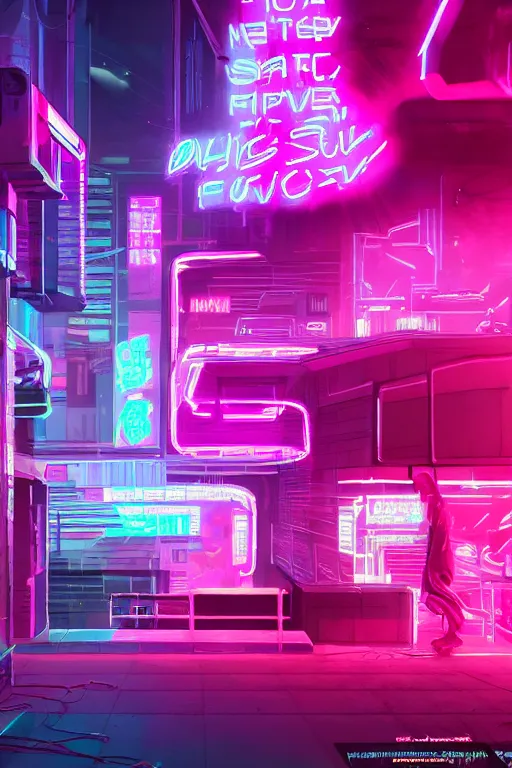 Image similar to cyberpunk synthwave strip club, pink neon lights, futuristic, cgsociety, in the style of artstation