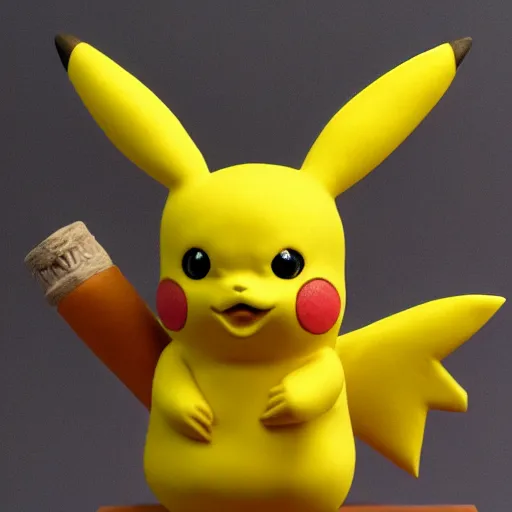 Prompt: clay model of Pikachu