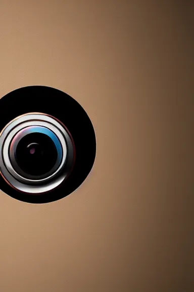 Prompt: “ very minimalistic graphic design involving a camera lens as a human eye, award - winning details ”