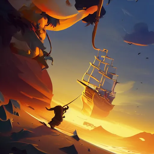 Image similar to painting treasure on sea of thieves game smooth median photoshop filter cutout vector, behance hd by jesper ejsing, by rhads, makoto shinkai and lois van baarle, ilya kuvshinov, rossdraws global illumination