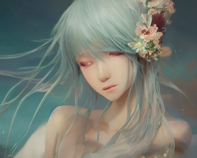 Prompt: Portrait of a beautiful young elegant ocean singer in anime style ， full of details, matte painting, concept art, smooth, by krenz cushart and wlop，Soft light atmosphere，trending on cgsociety and artstation，8kHDR，light effect，rtx on，-H 1280