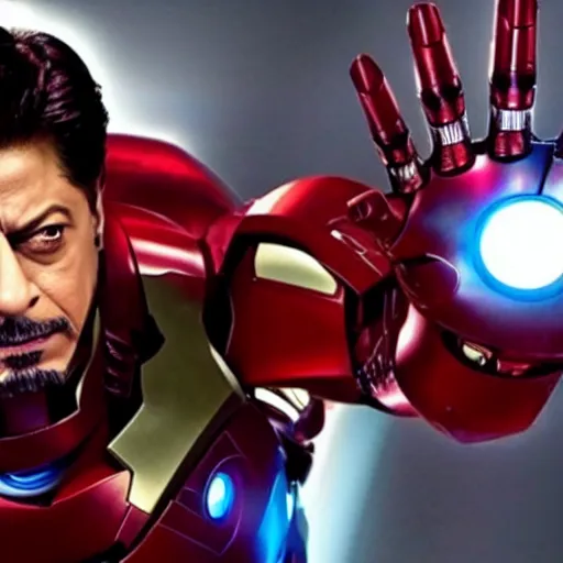 Image similar to film still of shah rukh khan as tony stark in iron man