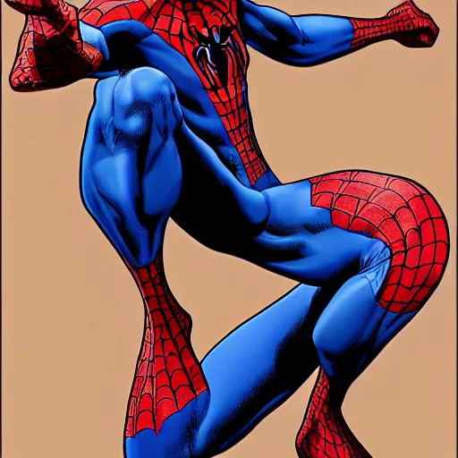 Prompt: an illustration of Spider Man, by Jean Giraud Mœbius, trending on artstation