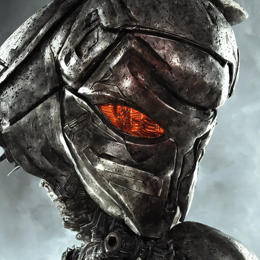 Prompt: a close up sci fi horror quarter - length portrait of mf doom reptile eyes fused into massive wires and wearing sci fi armor, cinematic lighting, smooth, high detail, glowing eyes, studio quality, unreal engine, octane render, by alexandros pyromallis, fog volumes, metal panels, greeble detail, frank frazetta, cgsociety